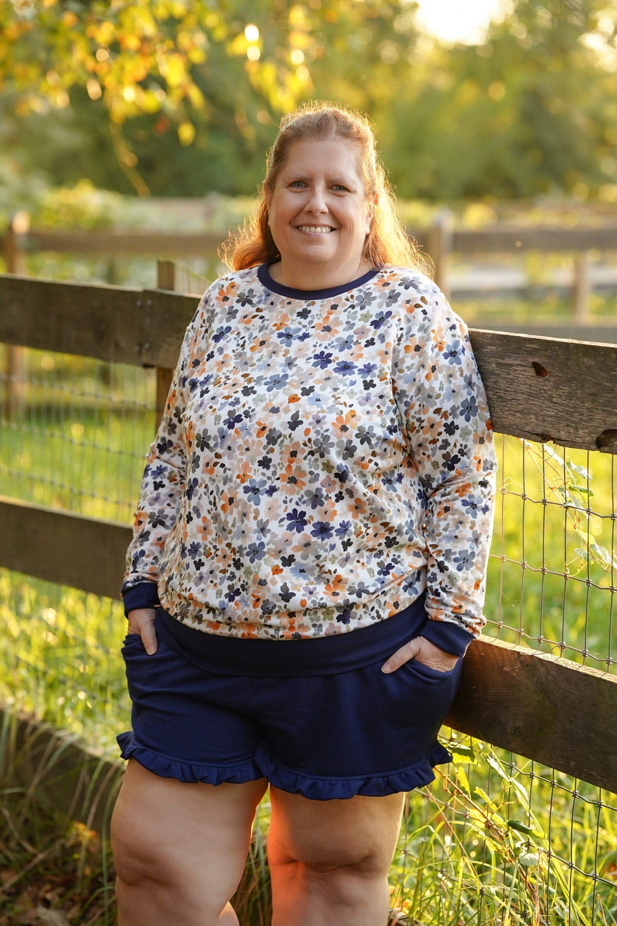 Fall Florals Womens French Terry Crewneck