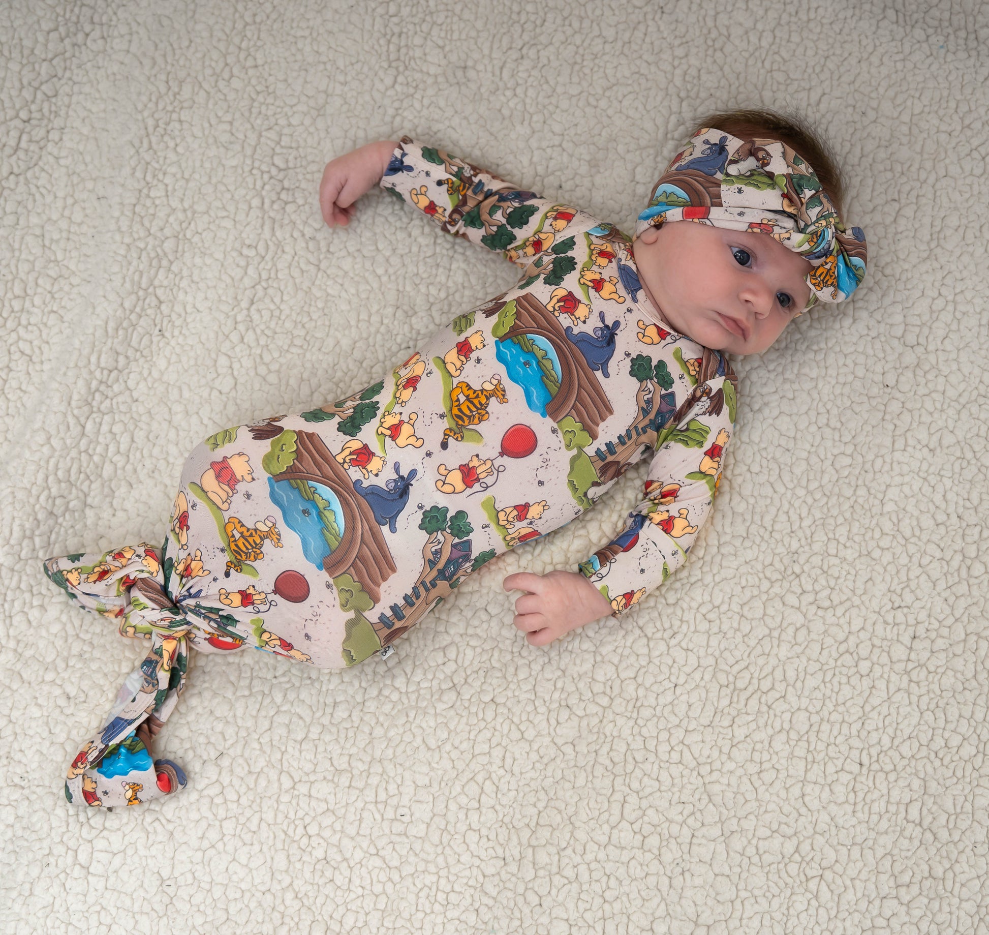 Beige Bear Newborn Gown