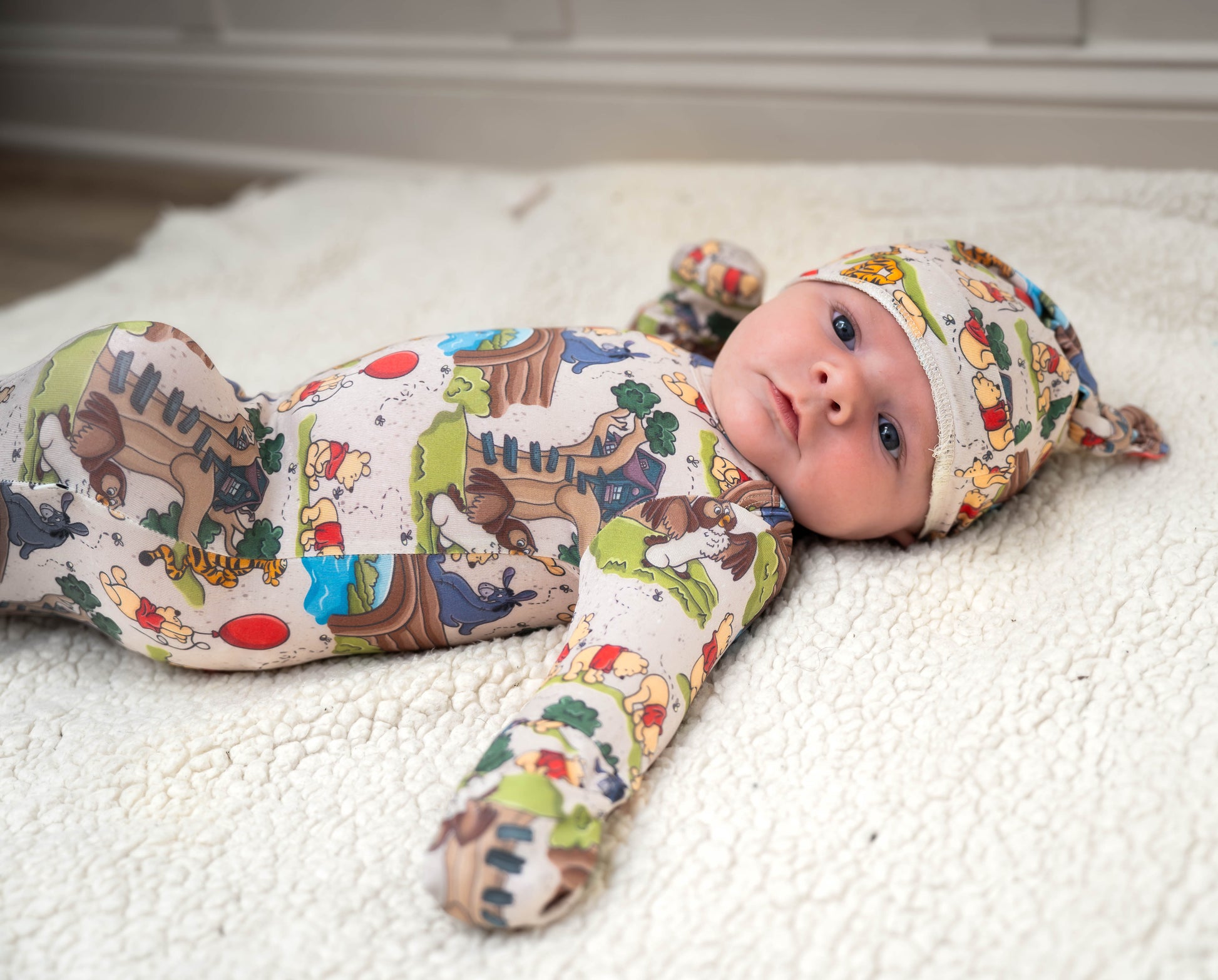 Beige Bear Newborn Gown