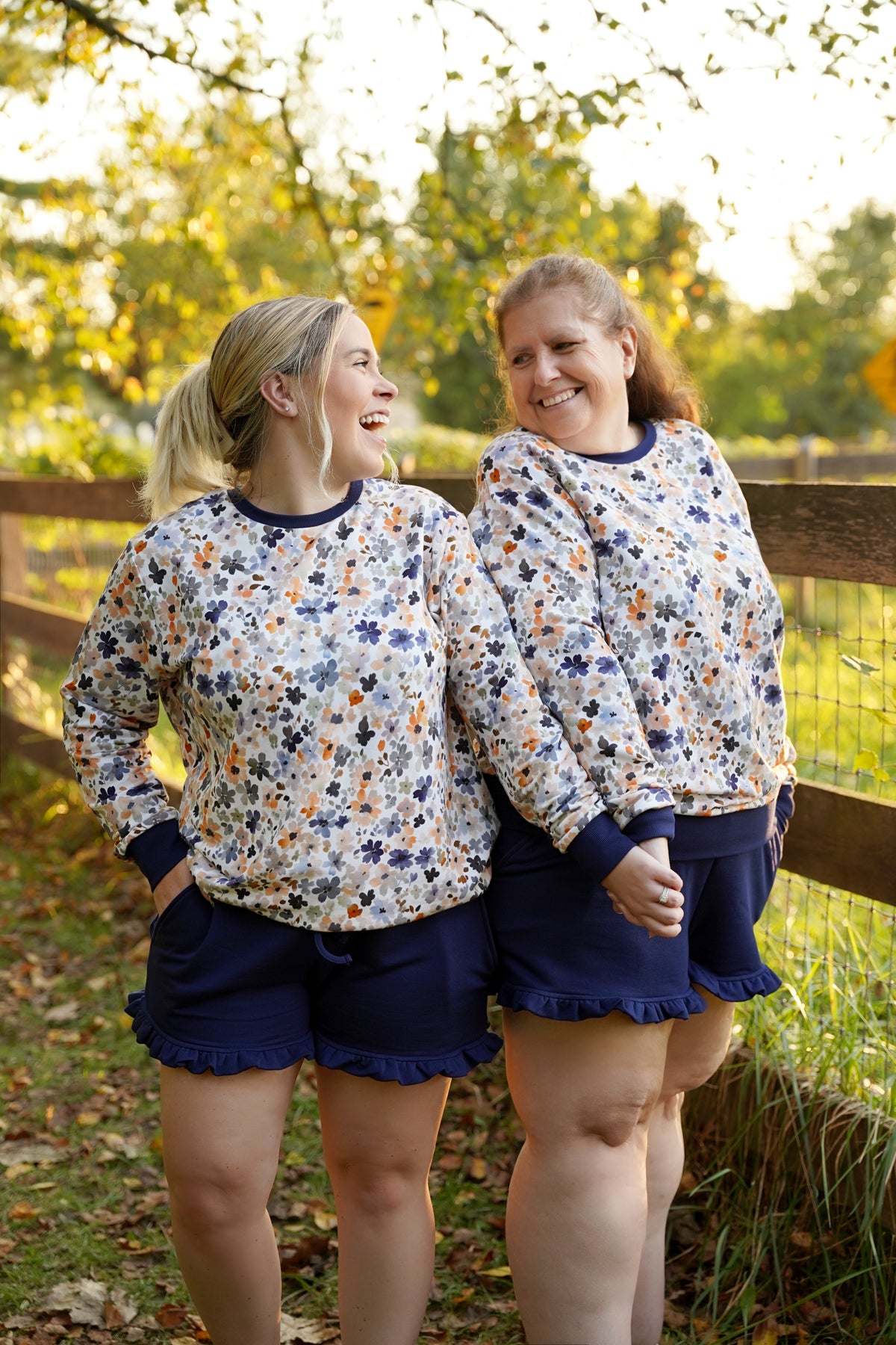 Fall Florals Womens French Terry Crewneck