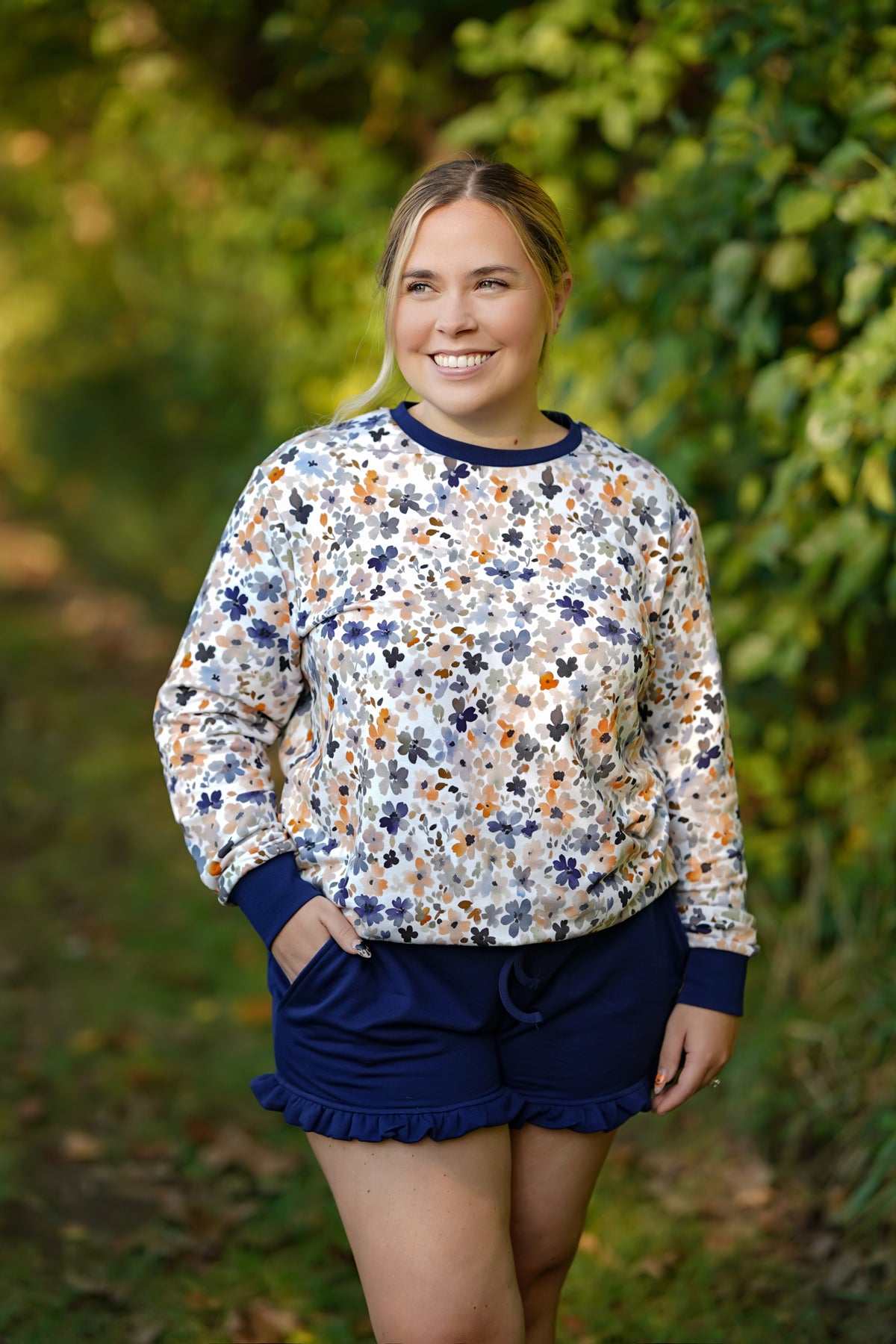 Fall Florals Womens French Terry Crewneck