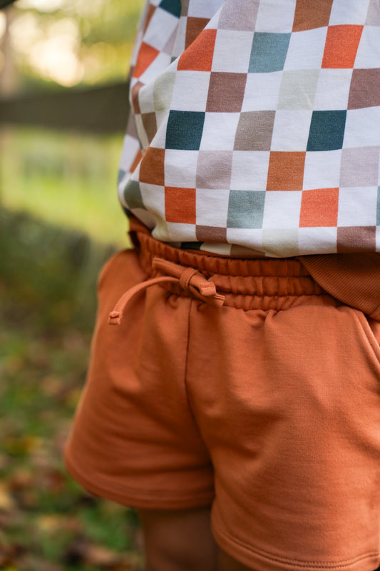Fall Burnt Orange French Terry Shorts