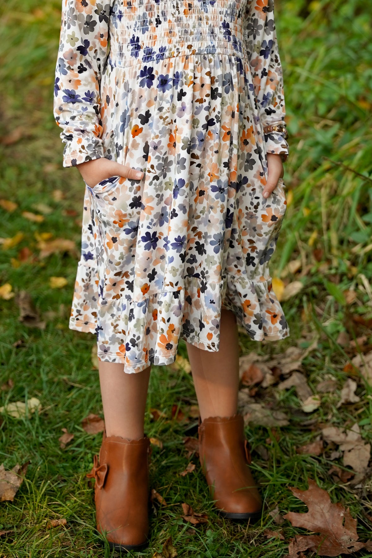 Fall Florals Smocked Kids Dress