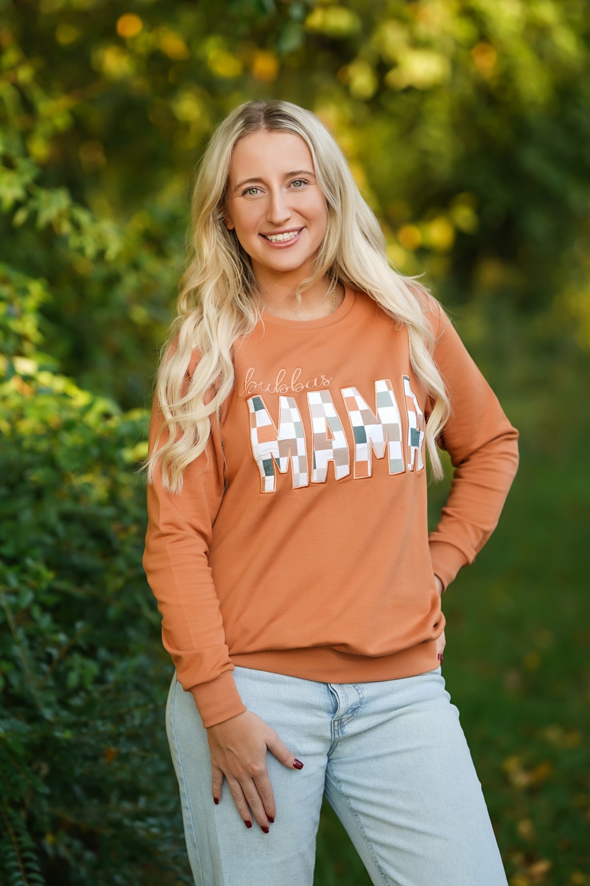 Fall Checks Bubbas MAMA Crewneck