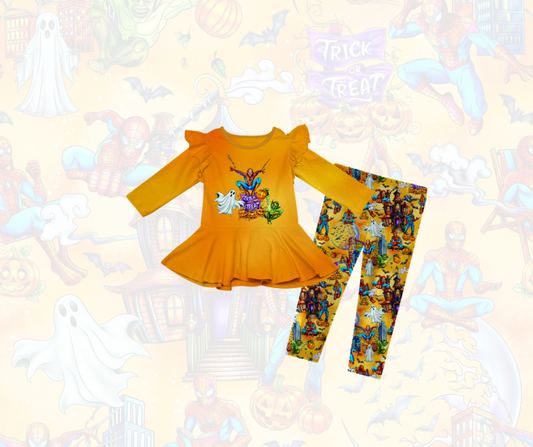 Halloween Hero Long Sleeve Peplum Set