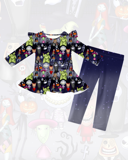 Nightmare Christmas Long Sleeve Peplum Set PREORDER