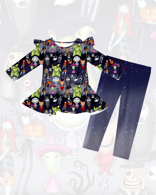 Nightmare Christmas Long Sleeve Peplum Set PREORDER