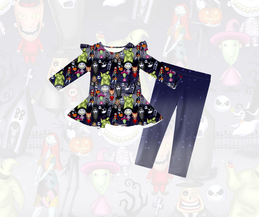 Nightmare Christmas Long Sleeve Peplum Set