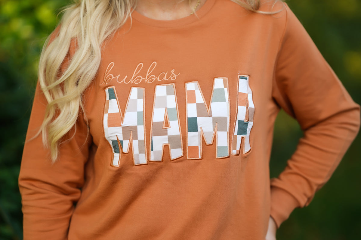 Fall Checks Bubbas MAMA Crewneck