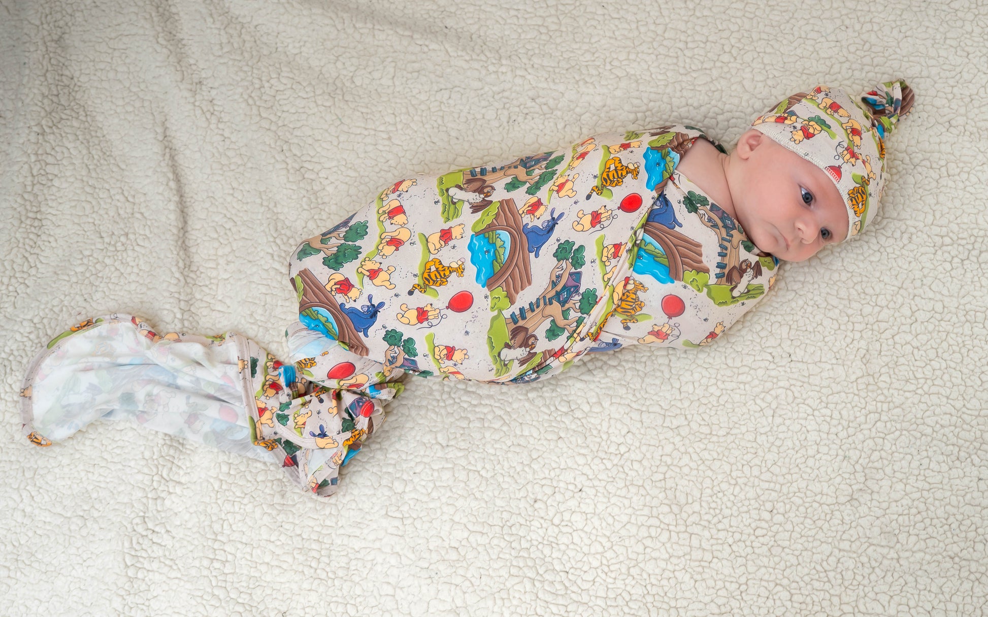 Beige Bear Swaddle with Hat