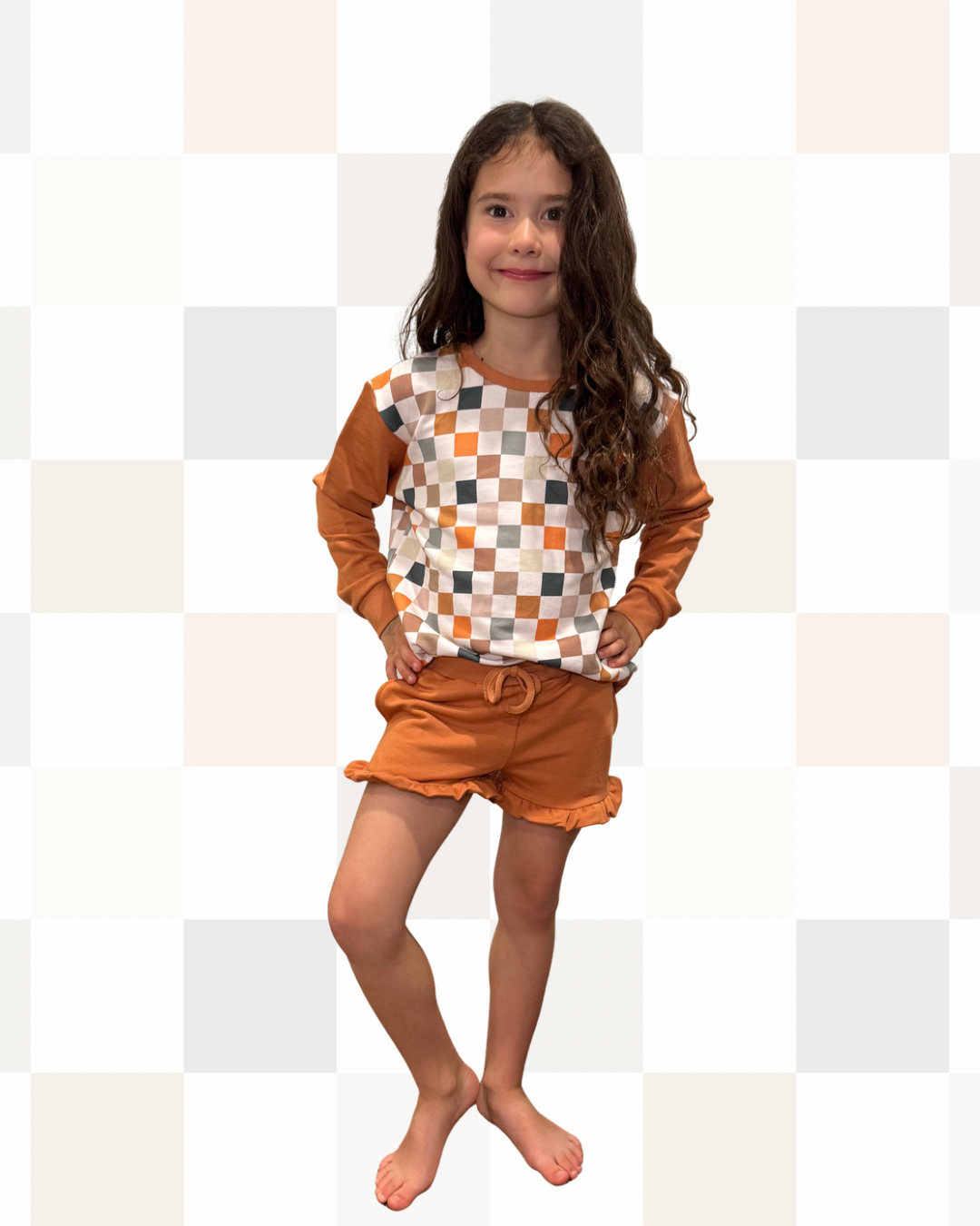 Fall Burnt Orange Ruffled Shorts