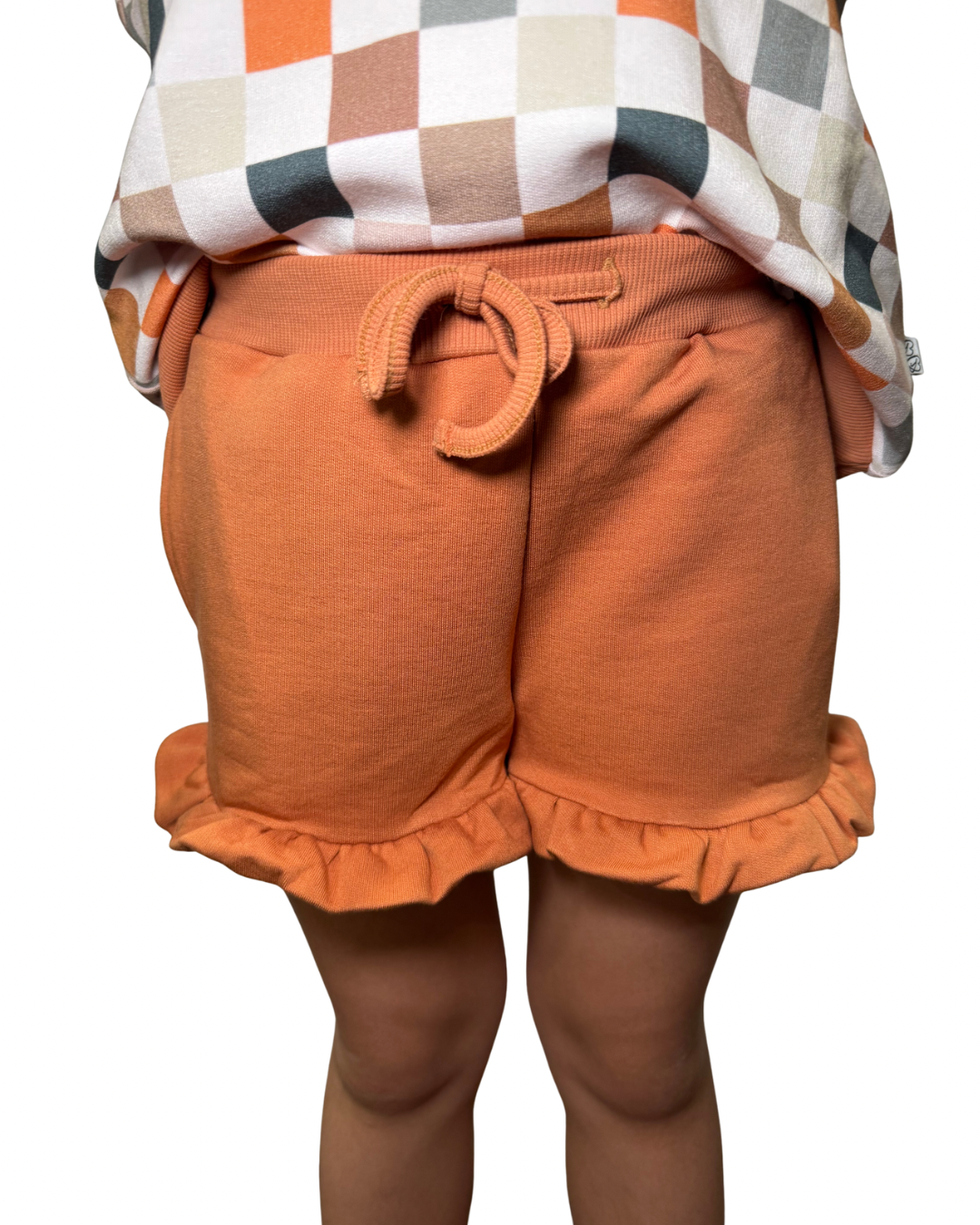 Fall Burnt Orange Ruffled Shorts