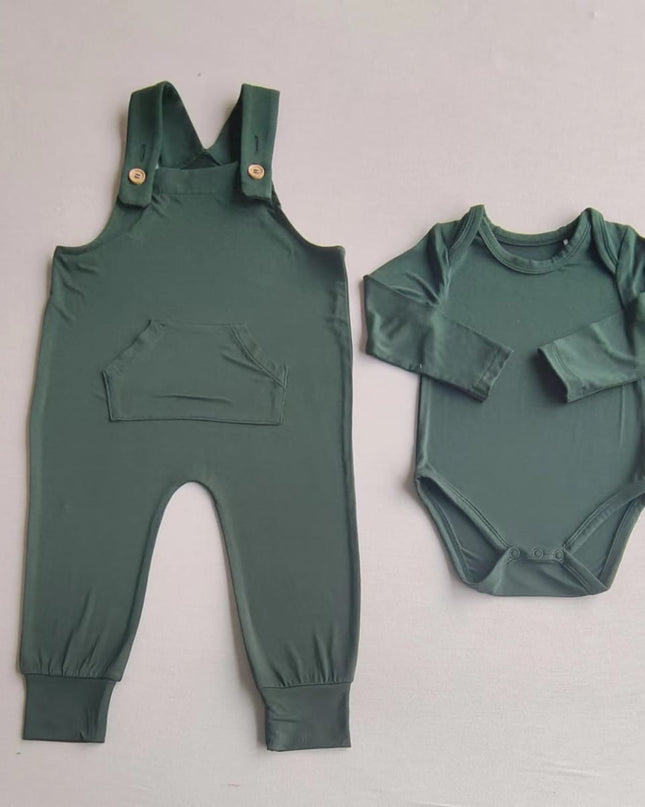 Forest Overalls w Long Sleeve Onesie