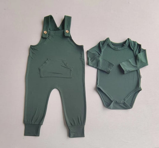 Forest Overalls w Long Sleeve Onesie
